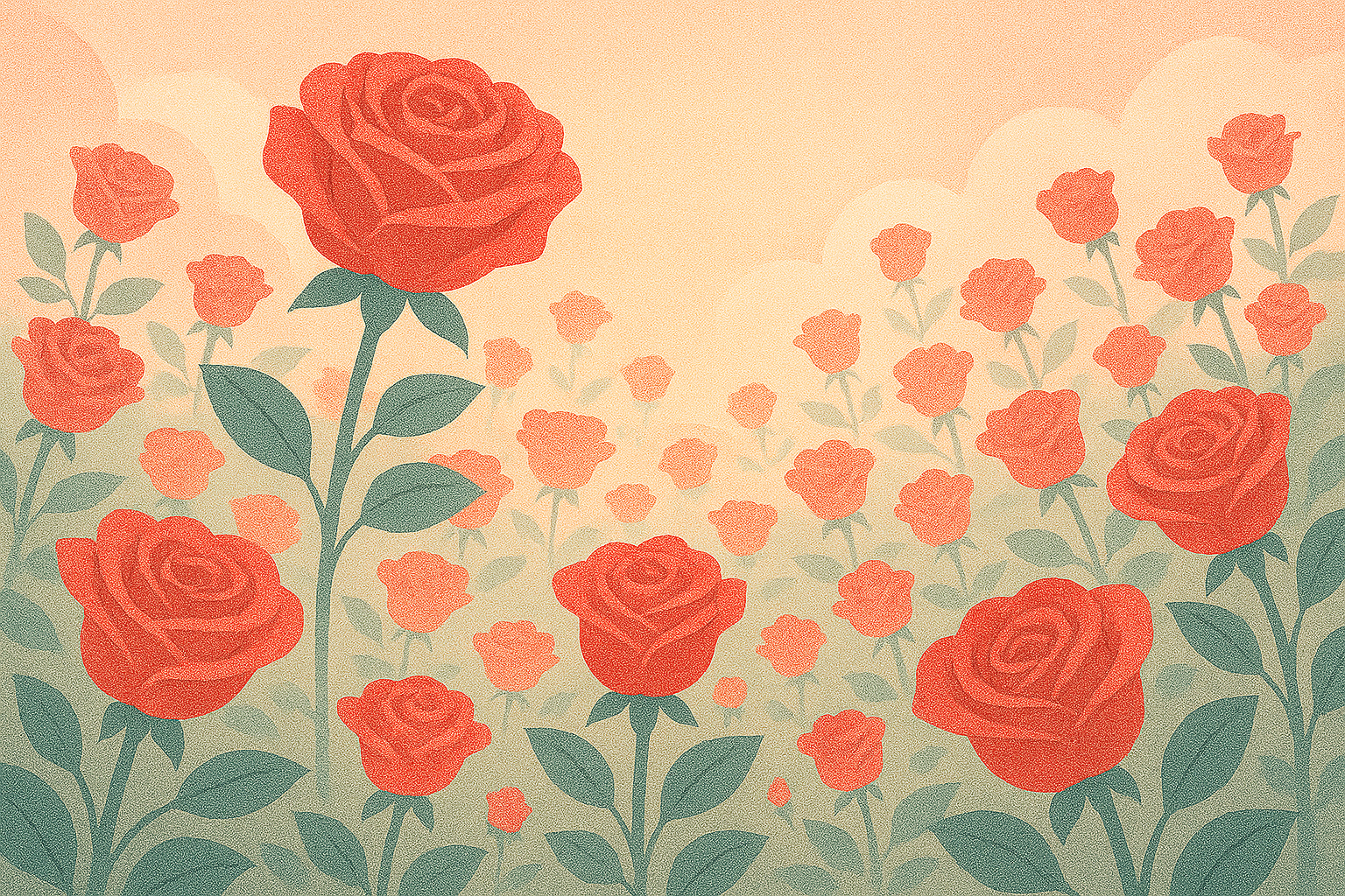 A field of red roses