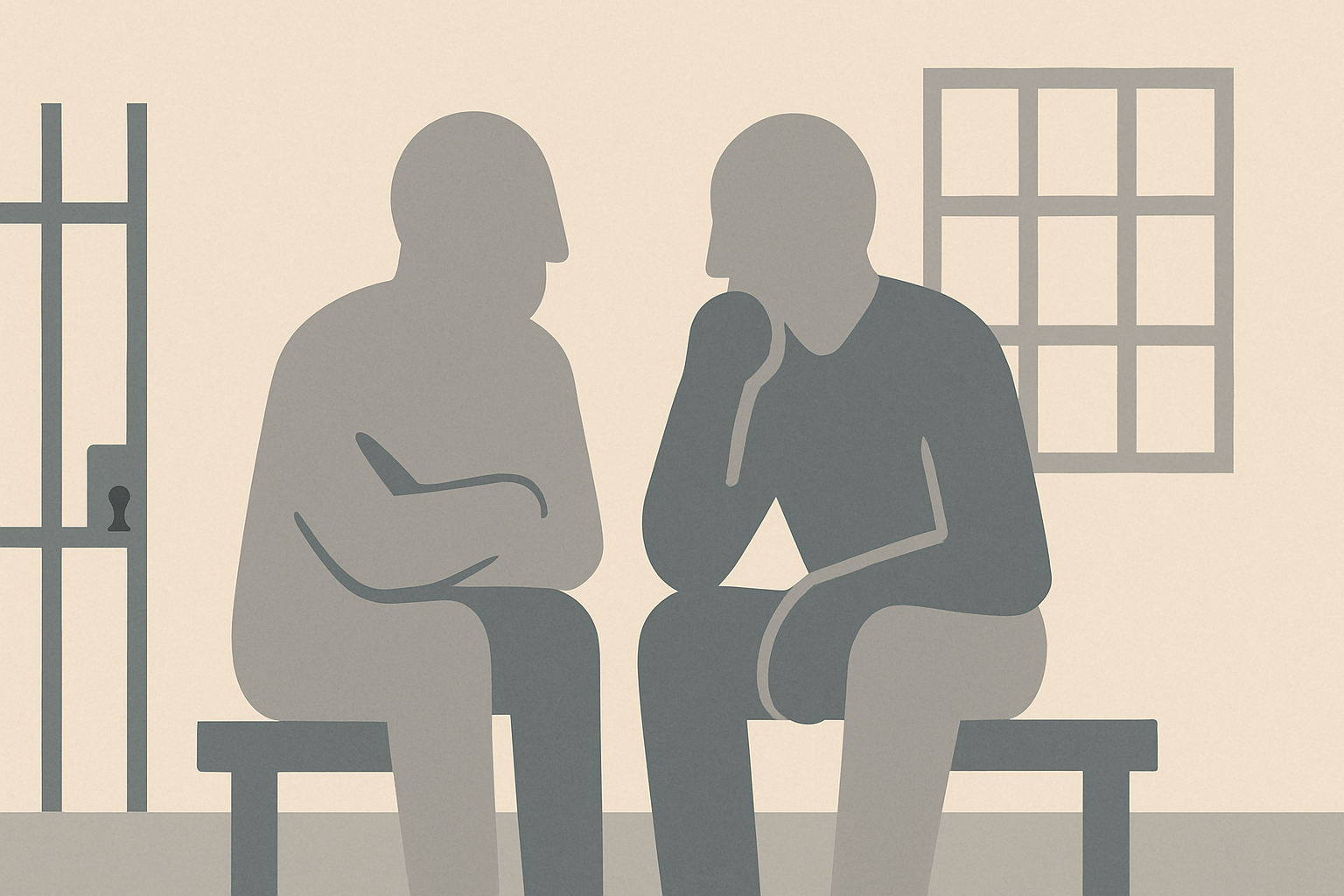 Two gang members sitting in a cell