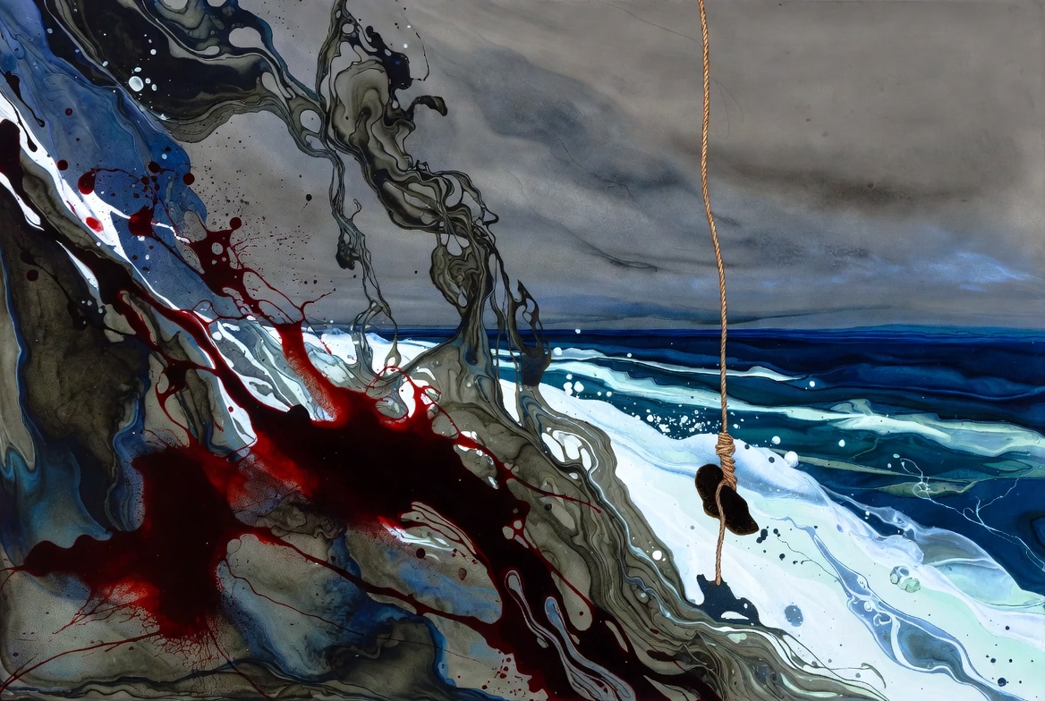 Frothing Hangman — a noose suspended over a stormy, blood-streaked sea