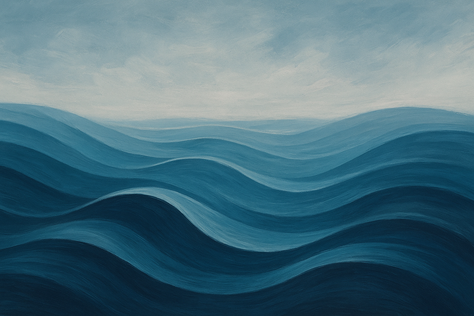 Deep blue ocean waves rendered in painterly brushstrokes